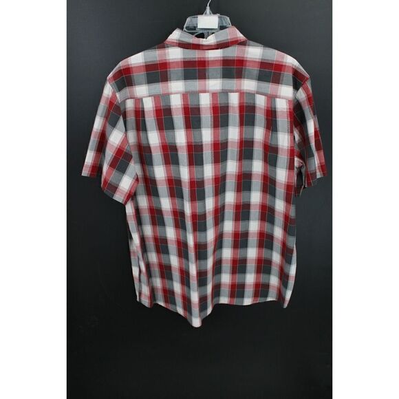 Carhartt Xl Relaxed Fit Burgundy/Gray Plaid Short Sleeve Button Front Shirt - Picture 5 of 7